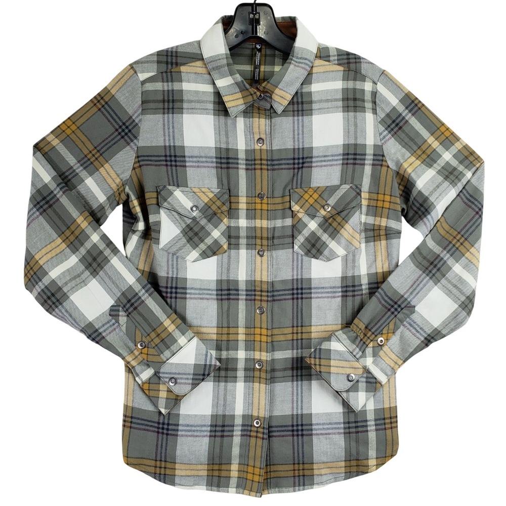 Kuhl Long Sleeve Plaid Shirt Womens XS Green Yellow Outdoor Hiking Gorpcore